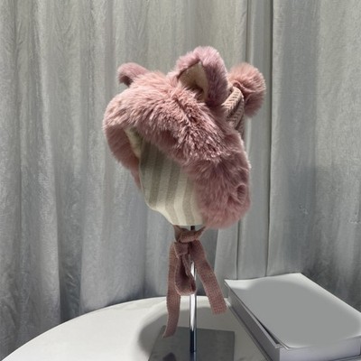 Plush Cat Hat Faux Fur Cat Ear Beanie Hat Plush Cat Ear Hat Earflap Hat