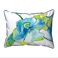 Betsy Drake Blue Hibiscus Large Indoor Outdoor Pillow 16x20