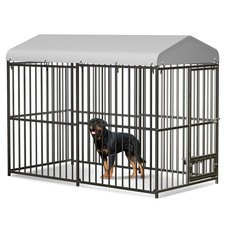 8/4 x 4 x 6 FT Outdoor Dog Kennel for Medium/Large Dogs,w/Roof Cover for Outside