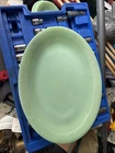 Vintage Fire King Oval Oven Glass Jadeite Green 12" x 9" Ribbed Edge Platter