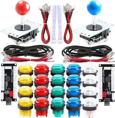 Qenker 2-Player LED Arcade Game DIY Kit for USB MAME PC & Raspberry Pi - 2 Joyst