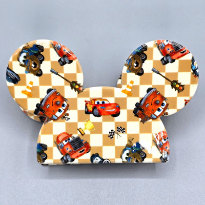 Disney Cars Mickey Mouse Head Checkered Hair Claw Clip Mater Lightning McQueen