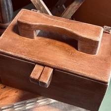 Vintage Rustic Hand-Crafted Wooden Shoe Shine Box with Foot Rest Handle