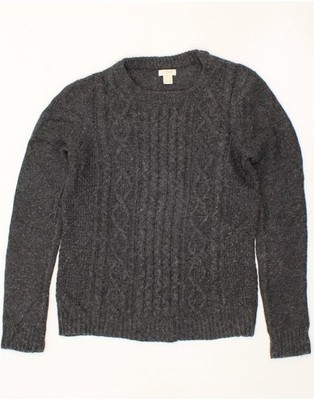 J. CREW Damen Pullover Pulli Rundhals UK 10 Small Grau Viskose BW34