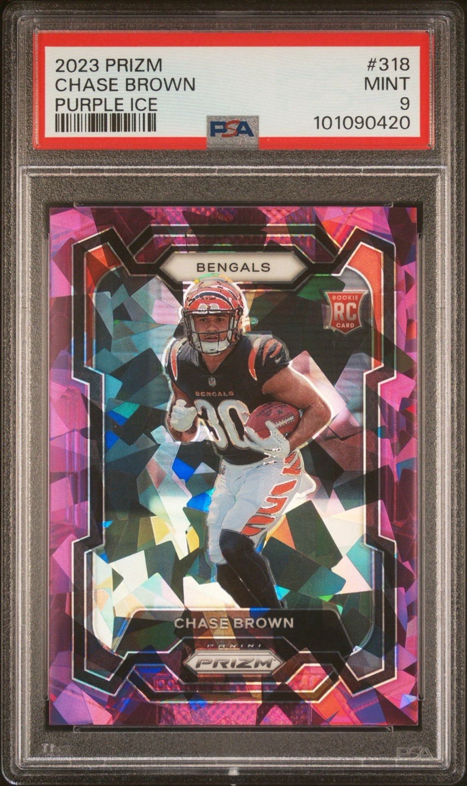 2023 Panini Prizm - Rookies Chase Brown #318 Purple Ice Prizm /225 (RC)