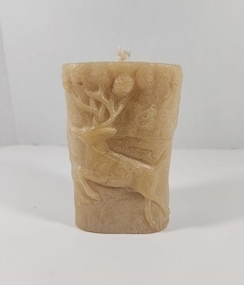 QUEEN BEE GARDENS WILDERNESS Oval BEESWAX CANDLE DEER AND BEAR SCENES 