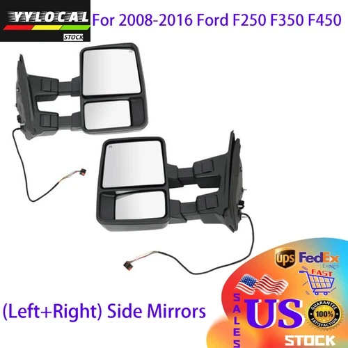 Tow Mirror Power  Telescoping Heated Smoked Signal Pair for Ford 2008-16