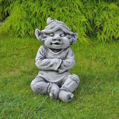 Großer massiver Gnom Gartenfigur Troll Wichtel Kobold aus Steinguss