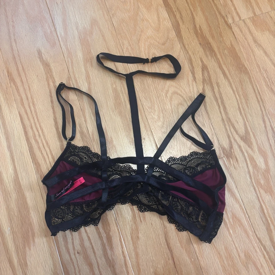 Lencería bralette Seven Til Midnight detalle de encaje borgoña/negro para mujer talla única Foto 2 de 4