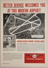 1956 Print Ad Esso Aviation Products Boston-Revere Airport Boston,Massachusetts