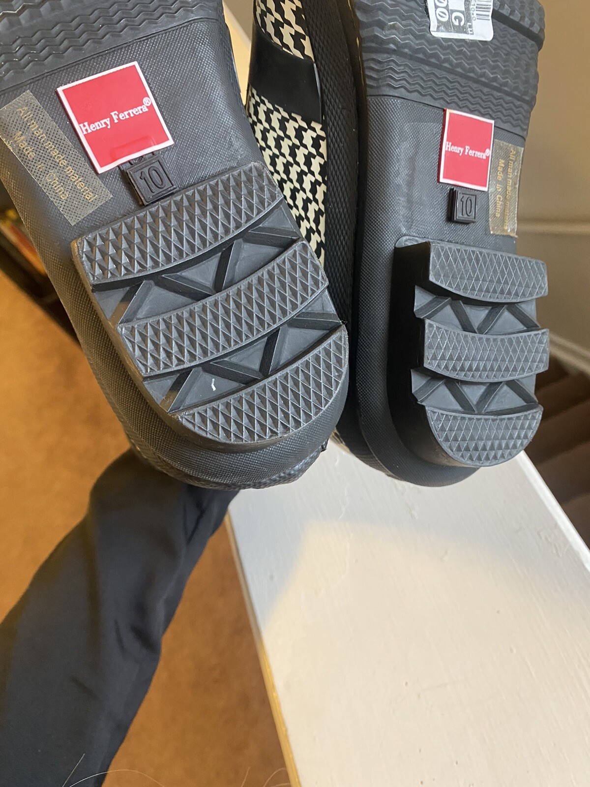 houndstooth rubber boots