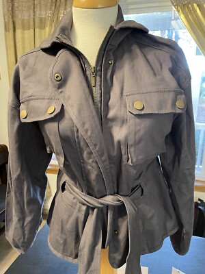 Women's Ophelia Roe Small Dark Grey Belted Jacket Brand-New with Tags
