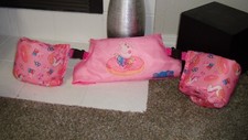Peppa Pig Donut Pink Girls 3 Piece Swim Float Vest Puddle Floaty Jumper 33-55lbs
