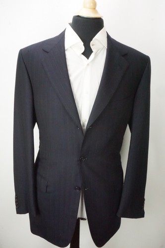 Brioni Nomentano 100% Wool Navy Blue Pinstriped Sport Coat Jacket Sz 42L - Picture 3 of 9