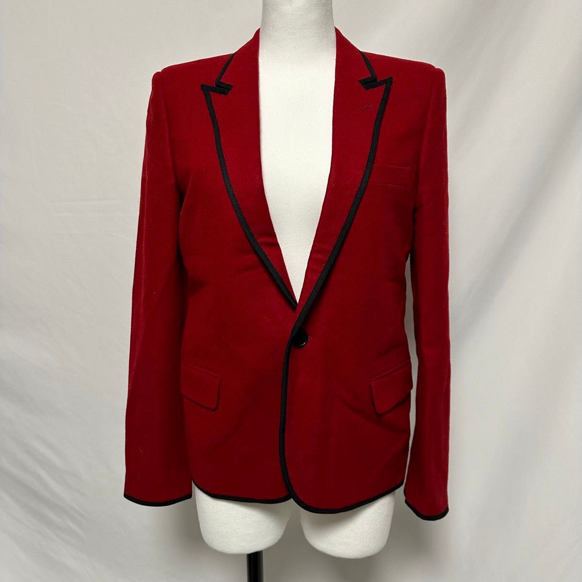 Giacca di seta lana SAINT LAURENT PARIS rosso vino