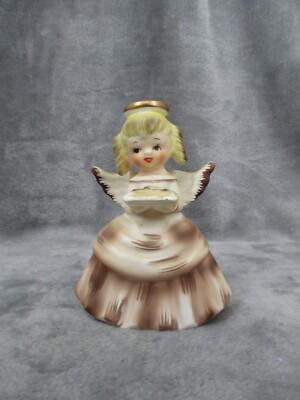 Inarco Japan Figurine Angel Ring Bearer Hand Painted Porcelain E-1187 4'' Tall