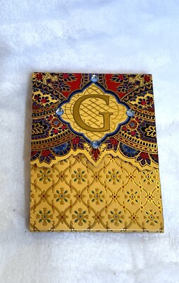 Punch Studio Gold Foil Jewel Embellished Mini Pocket Notepad Monogram Letter G