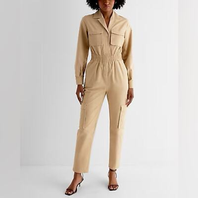 New SZ 8 express 1 PC Utility Straight Leg Chino Jumpsuit