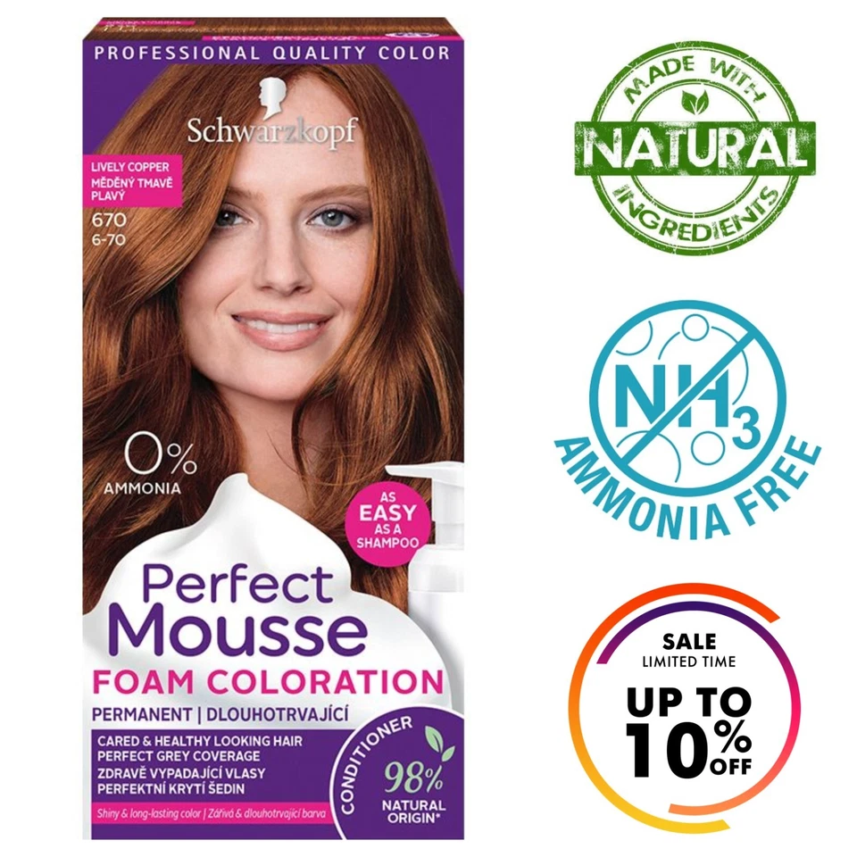 Schwarzkopf PERFECT MOUSSE Tinte de Cabello Permanente Color Profesional Libre de Amonia Foto 3 de 4