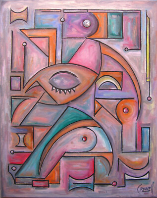 THE FINAL EXAM  new abstract wow painting canvas 16x20 original signed Crowell 