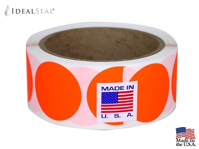 2'' Color Coding Label Super Bright Neon Orange Round Circle Dots Total 500 Seal