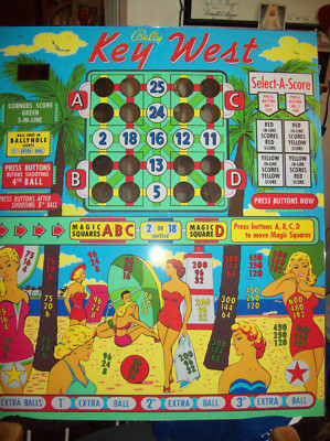 Bally Pinball Machine Key Bally Key West Bingo Pinball Machine Backglass. Shipping is available ...