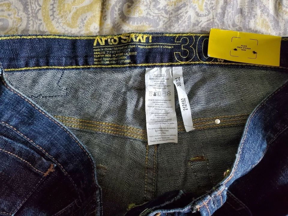 ANALOG ARTO JEANS Men's 30x32 Saari Signature Fit Dark Blue Denim Button Fly New - Image 4 of 4