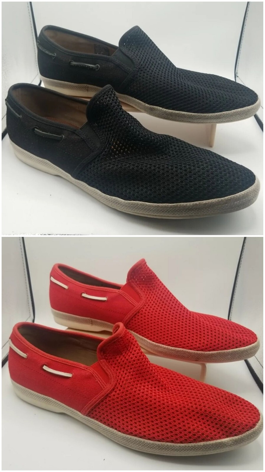 Lotto di 2 scarpe da barca slip on in rete Aldo nere e rosse da uomo taglia 13