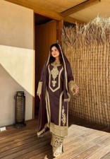 LAUNCHING BROWN COLOR HEAVY CHINNON SILK KURTA PALAZZO WITH DUPATTA FOR WOMEN