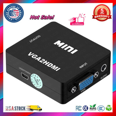 VGA to HDMI Mini VGA to HDMI Audio Video Converter Adapter 1080P Full HD