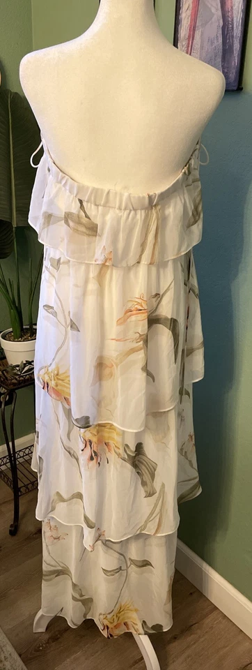 Новый с Ярлыками Белый дом черный рынок без бретелек цветочный ярусный макси платье Sz M розничной $170 - Изображение 3 из 4