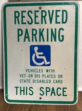 Handicap Parking Sign, Reserved Parking Sign, 18 X 24 Reflective Aluminum RARE 