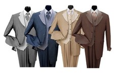 Men's 3 piece Luxurious Classic Gangster Pinstripe Suit Wool Feel 2911v