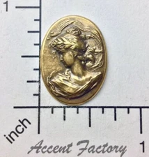 15243        2 Pc Brass Oxidized Victorian Woman's Head Jewelry Finding