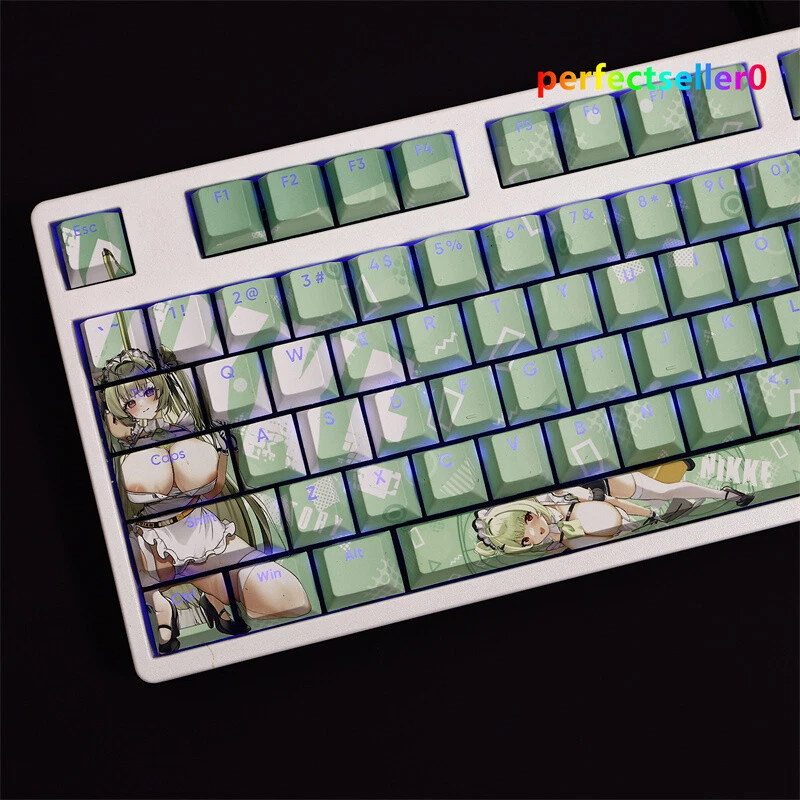 Game Nikke Soda Keycap Button PBT Cherry MX 108Keys Sublimation Cyan For Keypads - Image 4 of 4