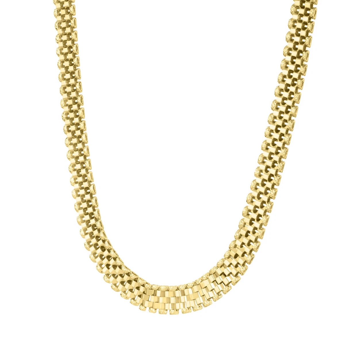 14k Solid Yellow Gold Faceted PANTHER 5 Row Link Chain Necklace 18