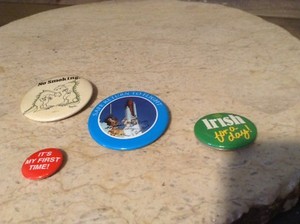 LOT OF 4 Assorted Sayings BUTTONS PINS 