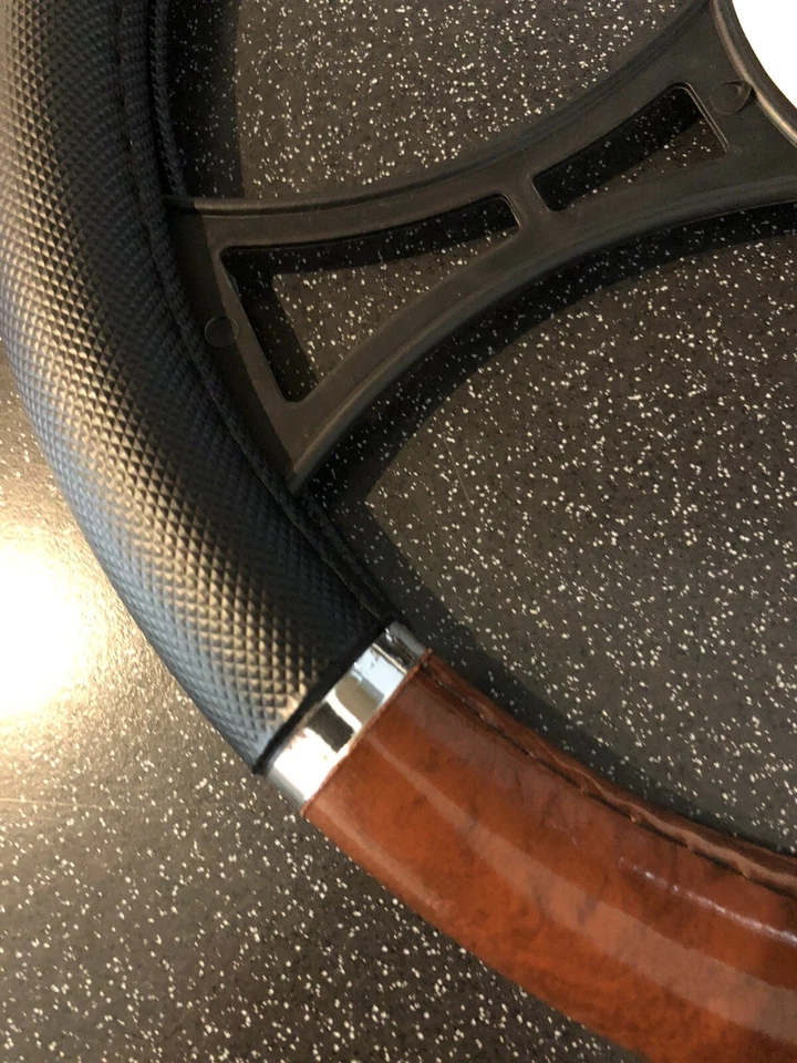 FIAT DUCATO VAN STEERING WHEEL COVER BLACK/WALNUT DESIGN FITS WHEELS 39/41CM  - Image 3 of 4