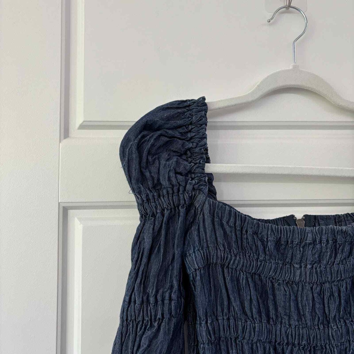 Sea Crinkle Denim Empire Waist Dress | eBay