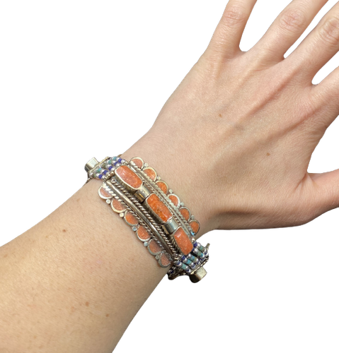 Bracciale Tibetano in Argento e Pietre - Foto 4 di 5