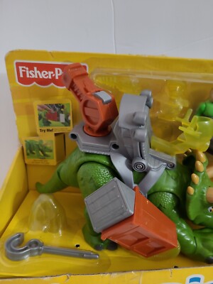 ドラゴン　置物　The Triker Fisher Price Green Triceratops Dinosaur Action Figure Toy 2011
