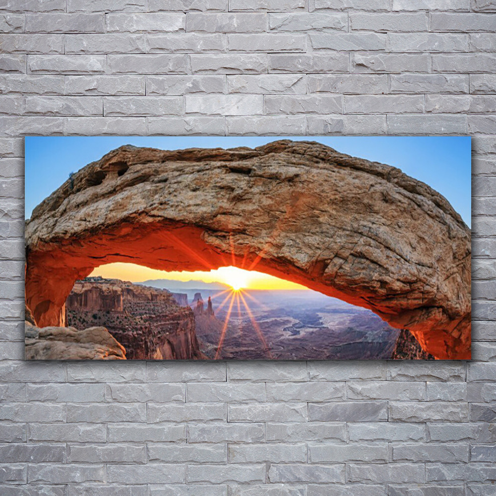 Tableau plexiglas étanche 120x60 Paysage Rocher Soleil pour cuisine