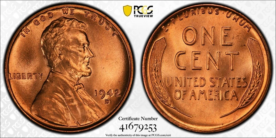 1942 D Lincoln Penney PCGS 67+ CAC/Secure Labels Free Shipping USA Only - Image 2 of 2