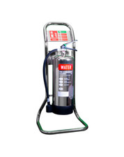 Chrome Silver 6Litre Water Fire Extinguisher, Stand & Sign