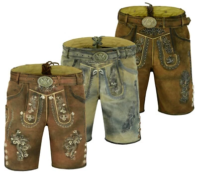 Herren Trachtenlederhose Kurz Trachten Lederhose mit Gürtel Größe 46-60 LE31-33 - Bild 1 von 4