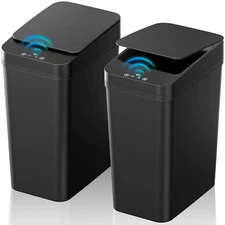 Bathroom Trash Can with Lid,  2 Pack 2.2 Gallon Automatic Touchless Garbage C...