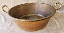 Ancienne grande bassine à confiture en cuivre poignée laiton Réf N°2 Dia 38 cm