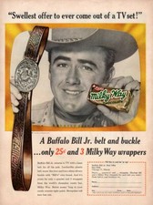Vintage advertising print Candy MARS Milky Way bar Buffalo Bill Jr. Belt offer