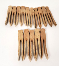 Vintage Clothes Pins Wooden Square Head Type QTY 15 Wood Pins