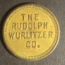 Rudolph Wurlitzer Co Automatic Musical Instruments Brass Token 21mm Very Scarce